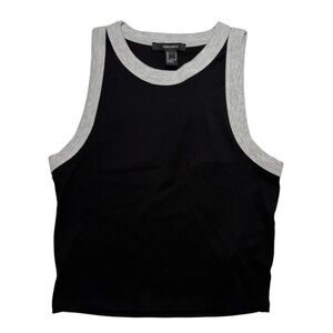 Forever 21 Ribbed Tank Top Gray and White Size Small NWT Trim